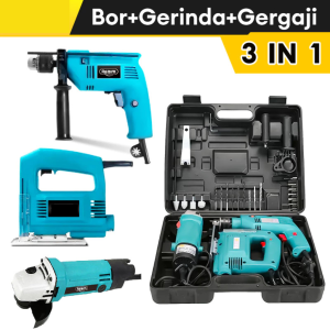Mesin Gerinda Tangan dan 13mm Mesin Bor Listrik Angle Grinder and Impact Drill Set Power Tools