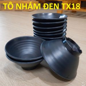 Tô  đen nhám nhựa Melamine đựng bún phở Ø 14.1 x 6.5 cm / Ø 16.3 x 7.3 cm / Ø 20.3 x 7.7 cm - tox 16/17/18 cm