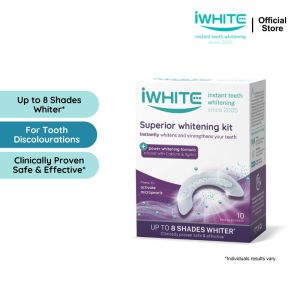 iWhite Superior Whitening Kit 10s | Fast Teeth Whitening & Stain Removal | Up to 8 Shades Whiter (Expiry: 30/4/2027)