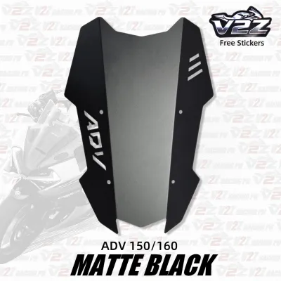 V2Z Motorcycle Matte Black Alloy Windshield for ADV 160/150 - Aerodynamic Design Alloy Windshield Easy Installation Precision Fit