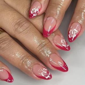 24 Miếng Hạnh Nhân Báo Chí Trên Móng Tay bọc hoàn toàn Dính Trên Móng Tay đầu mũi của Pháp móng tay Acrylic móng tay giả Cho Các Bên Và Đám Cưới