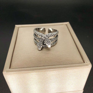 Ka💥 Cincin Kepribadian Punk Vintage/Cincin Mode MendominasiPria/Tengkorak Kepala Naga Kepala Singa Ular Cakar Cincin Punk Kepribadian Salib/Perak Antik