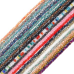 185pcs/bag 2mm Tiny Small Glass Beads Faceted Rondelle Crystal Loose Beads for DIY Jewelry Making Needlework Sewing Beads