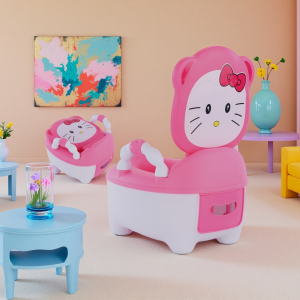 Adjustable Cartoon-Print Potty Chair for Toddlers Easy-Clean Split Design Toilet Seat with Anti-Splash Recommended for Ages 18-24 Months