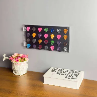 [High Cost-Performance] Showcase 28 Picks Storage Box Display Case Large- Portable Guitar Pick Holder