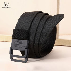 LouisWill Men’s Belt Nylon Leisure Belt Stylish 120CM Belt Double Ring Buckle Belt Fashion Waistband Youth Sports Pant Belt Stylish Simple Nice Waistband Durable Belt