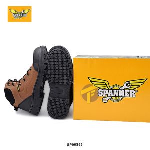 SP96-S65 Brown - SPANNER Safety Shoes High Cut Lace up / Kasut kerja lelaki Safety boots men outdoor work boots steel toe boots