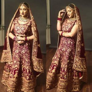 [PRE-ORDER] Semistitched Velvet Bridal Lengha(10-15 days delivery)
