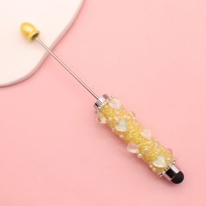 FEELINGS 1pc Heart Diamond Beadable Pen Capacitive Touch 2-in-1 Stylus Pen Aesthetic DIY Beadable Ballpoint Pen Gift