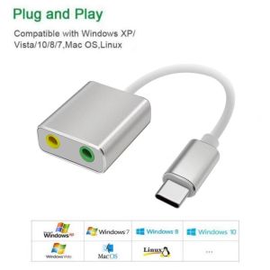 การ์ดเสียงภายนอก USB Type C 7.1Sound 3.5 มม. Aux & ไมโครโฟน ซาวด์การ์ด