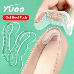 YUOO 2PCS Silicone Heel Stickers Heels Grips for Women Men Anti Slip Heel Cushions Non-Slip Inserts Pads Foot Heel Care Protector