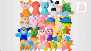 32-Pack Small Squeaky Dog Toys Bulk Cute Fruits & Animal Stuffed Plush Puppy Toys Soft Teething Toy Bundle for Small Medium Dogs & Puppies