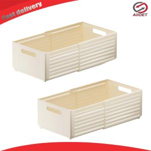 【Alloet】 Multi-Functional Storage Box with Handles Expandable Plastic Drawer for Living Room and Wardrobe Organization