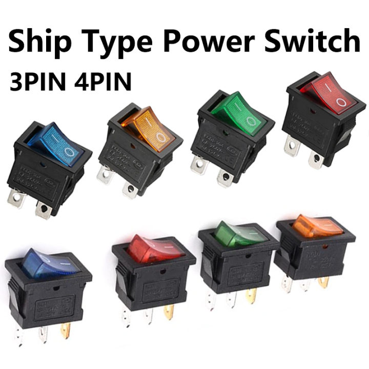 5/20/100PCS KCD1-101 3Pin 4Pin Boat Car Rocker Switch ON-OFF Red Yellow ...