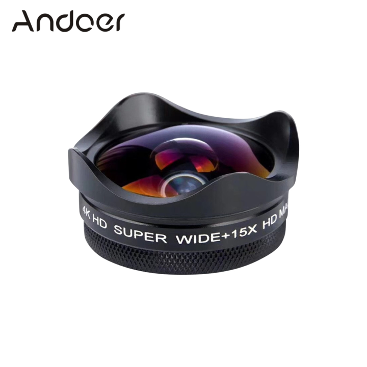 Andoer 4K Ultra HD Smartphone Camera Lens Wide-angle 15X Macro Phone  Lens with Universal Clip Compatible with iPhone Samsung Huawei Smartphones - Main Image