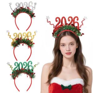 OKDEALS01 Sequin 2026 Happy New Year Headband Cute Sweet Star Strip Headwear Xmas Hair Band Creative New Year Decorative Headdress New Year Dress Up