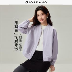 Giordano Women Baseball collar big pocket bomber jacket Free Shipping 05376682