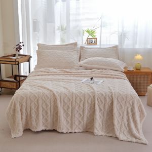 DQ Cozy Luxe Double-Sided Wool Cashmere Throw Blanket 180cmx200cm - Soft & Warm Bed Cover
