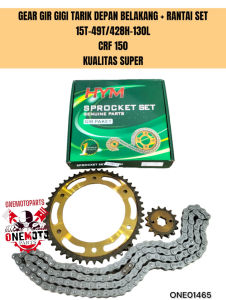 GEAR GIR GIGI TARIK DEPAN BELAKANG PLUS RANTAI SET 15T-49T/428H-130L CRF 150 KUALITAS SUPER