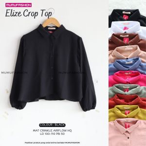 MUMU - Kemeja Seeffa Crop Crinkel Airflow ELIZE BLOUSE Kekinian Viral Terbaru Modis Termurah Terlaris bisa COD by Mumu Fashion