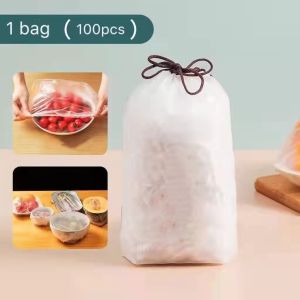 New 100pcs Reusable plastic Bags Food Cover Elastic Stretch Adjustable Bowl Lids Universal Kitchen