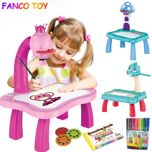 Intelligent Led Projector Art Writing Drawing Board Light Table Toys Desk Arts and Crafts Multifunctional Learning Toy for Children 3-12 years old
