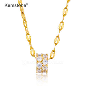 Kemstone Luxurious Gold Silver Plated Crystal Female Pendant Necklace Jewelry Gift for Women