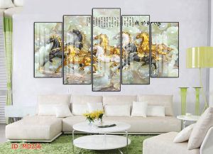 [150 x 90cm] Bộ Tranh treo tường tráng gương Bát Mã Truy Phong Mã Đáo Thành Công trang trí nhà cửa phòng ngủ khách làm việc. Tặng Kèm Đinh Treo Không Cần Khoan Tường