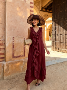 Elegant Solid Ruffled Maxi Dresses Women 2026 Fashion U-neck Sleeveless Irregular Hem Loose Dress Chic Summer Party Holiday Gown2026
