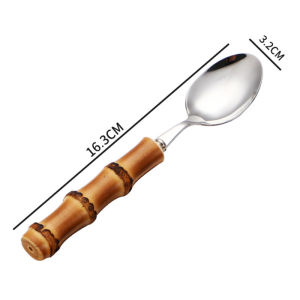 มีดสแตนเลส Fypo พร้อมด้ามไม้ไผ่สีทองเครื่องใช้บนโต๊ะอาหารส้อมช้อนชาเครื่องเงินเครื่องล้างจานปลอดภัยอาหารเย็นสำหรับบ้านครัวอุปกรณ์บนโต๊ะอาหาร