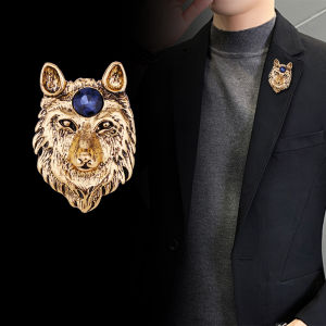 1Pc French Domineering Three Dimensional Grassland Wolf King Shaped Brooch Mens Retro Business Suit Jacket Brooches Accessories
