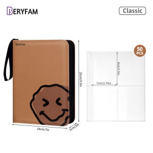 BERYFAM Binder Zipper Album 400/900 Pocket Leather Brown Pokemon Lomo Card Photocard Leather Binder Sleeves Blueberry Series