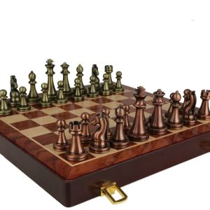 Metal Chessman International VIP Chess Set Walnut Chess Board 35 x 35cm