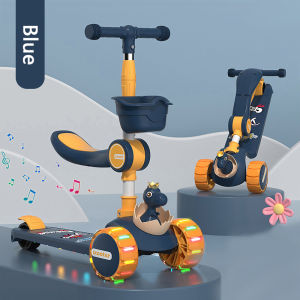 Children Scooter Foldable Stable Kids Scooter With Flashing Wheels Music Adjustable Height Graffiti Scooter Kids Sport Toys Gifts | Cute Baby