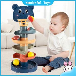 Wonderful Toys Childrens Fun Track Slide Ball Tower Shooting Stacks of High Baby Puzzle Rolling Baby Toys 9/7/5/3 Layer