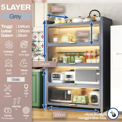 [PROMO 8.8] Lemari Dapur Aluminium Minimalist Rak Piring Besi Serbaguna – Kokoh Anti Karat & Tahan Lama