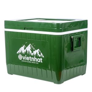 Thùng đá vuông 80L nhựa VIỆT NHẬT - Giữ nhiệt nóng lạnh quai xách bánh xe xả nước du lịch - 3962