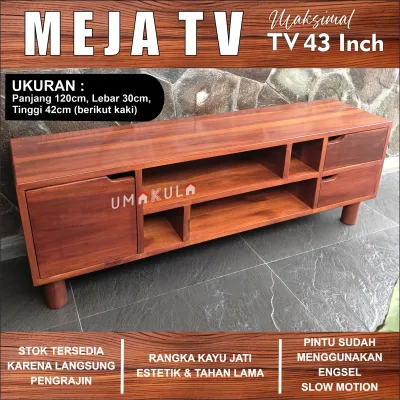 Rak Lemari Meja Bufet Buffet TV Ruang Tamu Kayu Jati Retro Serbaguna Modern Minimalis Terbaru