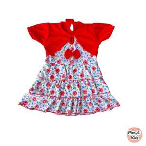 Baju Dress Bayi Perempuan 3-15 Bulan Bahan Lembut Motif Pita Bunga