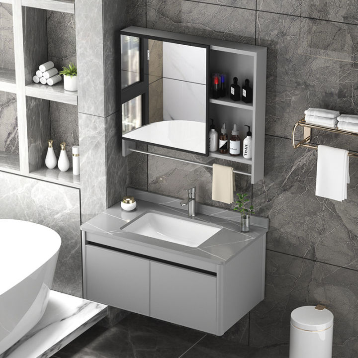 Space Aluminum Bathroom Cabinet Set Washbasin Without Mirror Cabinet ...