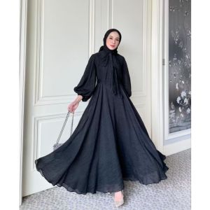 gamis crinkle terbaru 2025 gamis lebaran 2025 viral gamis dewasa terbaru 2025 putih hitam bergundy