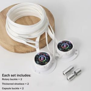 SAVVYSHELF 1 Pair Rotating Buttons No-Tie Shoelaces Wide Flat Design No-Tie Quick-Adjust Laces Lazy Casual Flat Laces Men Women
