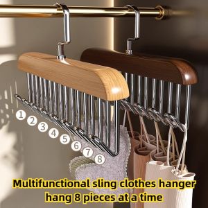 Multi-functional Belt Hanger Clothes Organizer Multifunctional Wooden Underwear Vest Storage Home Dorm Wave Hanger Drying Rack2026