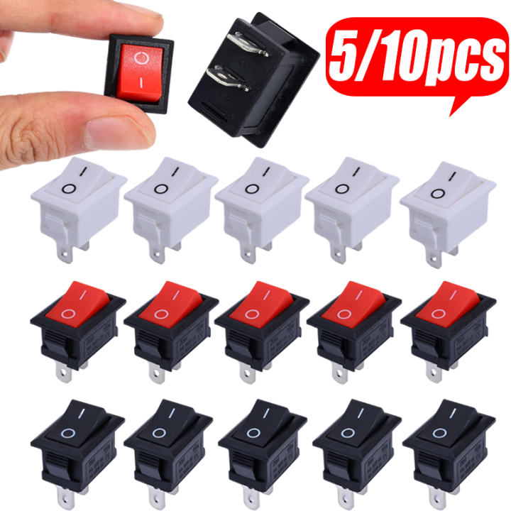5/10Pcs KCD11 2 Pin Mini Push Button Switch SPST 3A-250V 6A Snap-in on ...