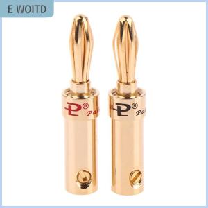 【E-WOITD】 2Pcs -plated Copper Cross Banana Speaker Plug Connector Adapter Audio Banana Connectors for Speaker Wire Amplifiers
