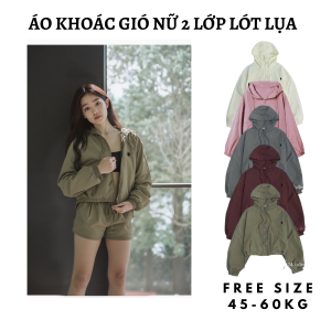 Áo khoác gió nữ 2 lớp bên trong lót lụa