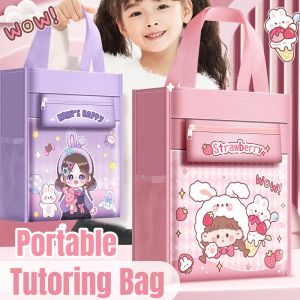 Vertical Tutorial Bag for Kids Portable Book Bags Waterproof Large Capacity Handbag with Pencil Bag