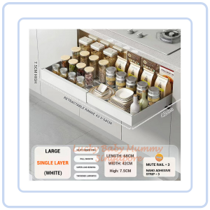 【Pure Care】 Extendable Pull- Out Drawer Organizer/ Kitchen Storage / Condiments Storage /Cabinet Storage