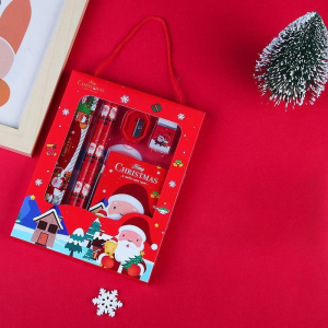 Christmas Stationery Gift Set Cute Santa Design School Supplies for Kids Holiday Back-to-school Rewards