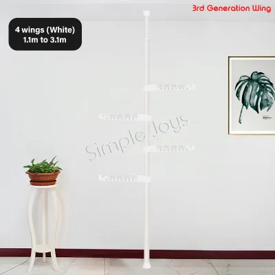 Adjustable Clothes Drying Rack Floor To Ceiling Tension Pole Hanger Stand
